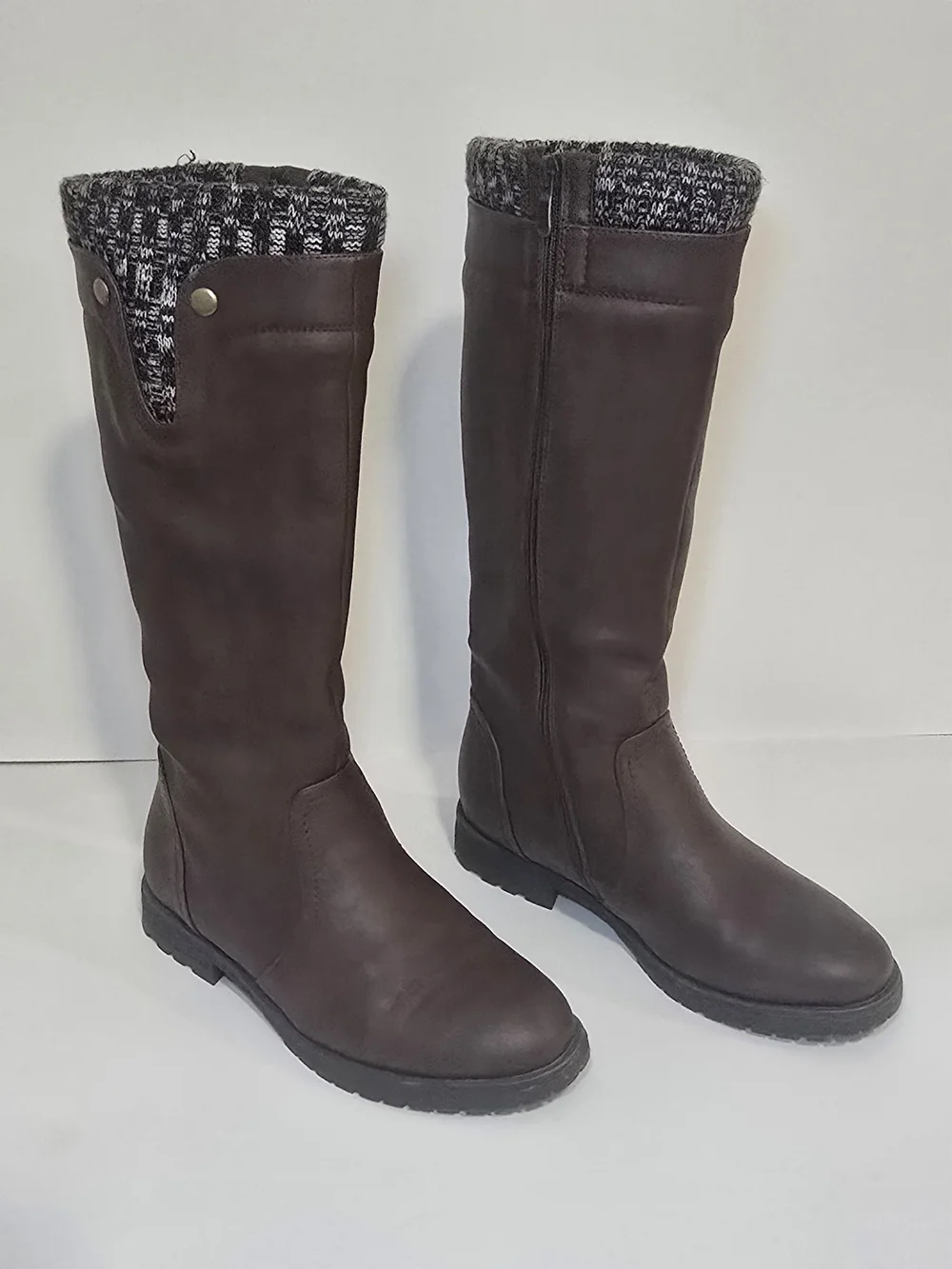 Women's Tall Brown Knit-Cuff Riding Boots